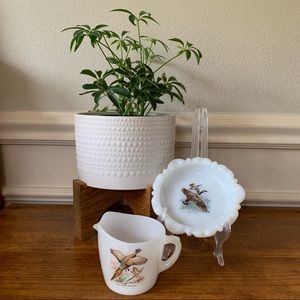 Fire King Gamebird milk pitcher & Ashtray
